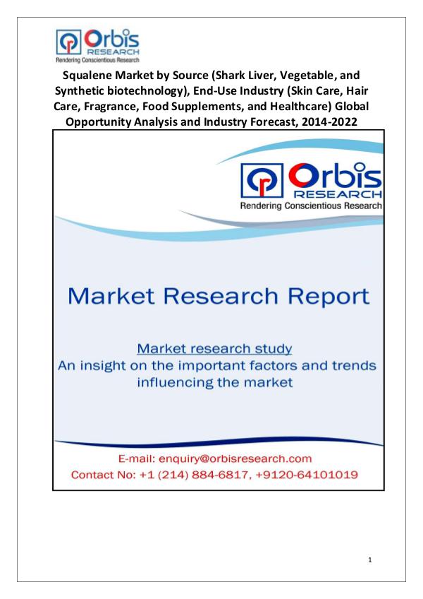Market Research Reports Squalene Market 2014-2022 Analysis Globally