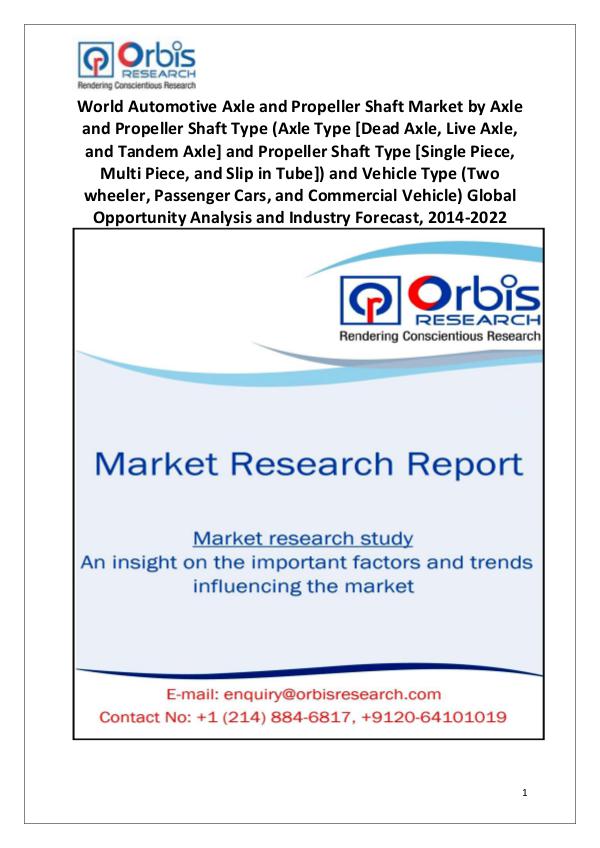 Market Research Reports World Automotive Axle and Propeller Shaft Market