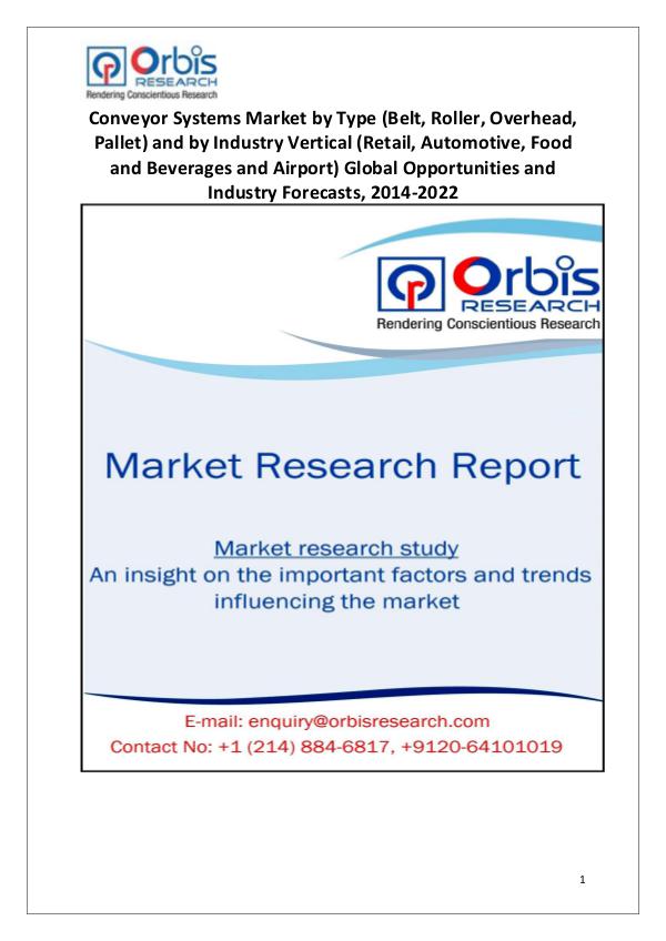 Market Research Reports 2014-2022 Global Conveyor Systems Market