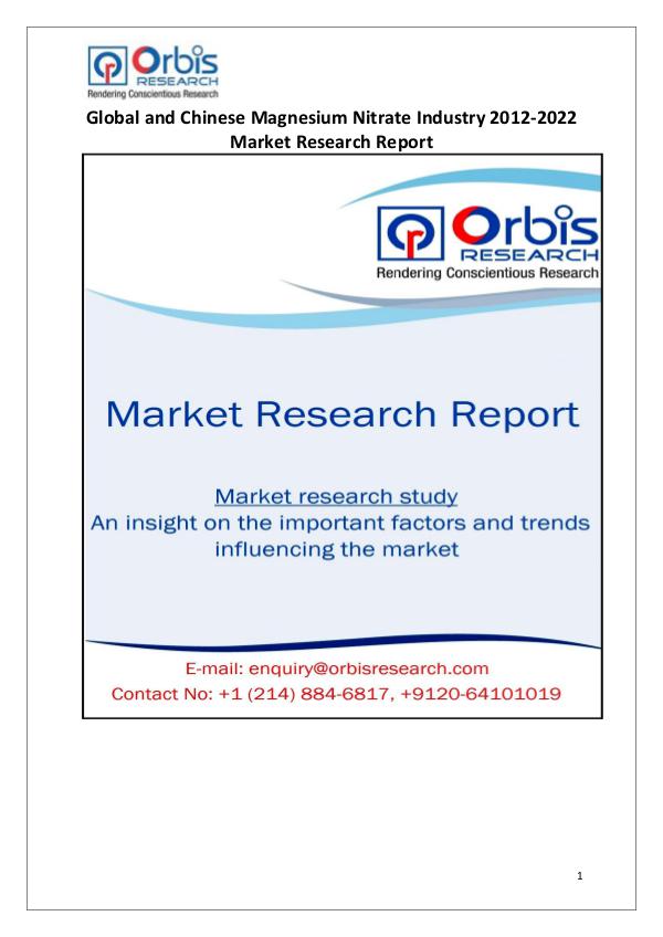 Market Report Study Worldwide & Chinese Magnesium Nitrate Industry