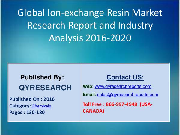 Market Research: Global Ion-exchange Resin Industry 2016-2021 2