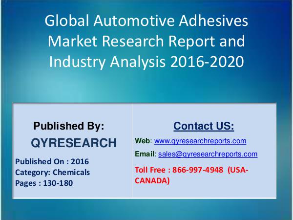 Automotive Adhesives Market 2016 in North America, Europe, China 5