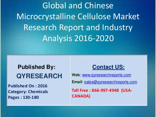 Global and Chinese Microcrystalline Cellulose 2016 Market Product 8