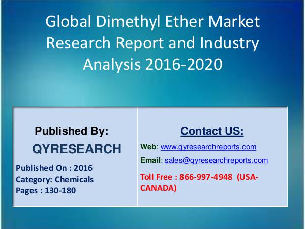 Global Dimethyl Ether Market 2016 Industry Growth, Research 3