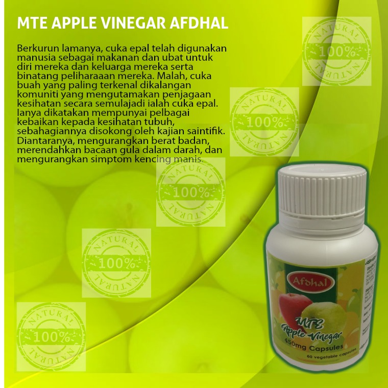 MTE APPLE VINEGAR AFDHAL kekal cantik dan sihat bersama MTE Apple Vinegar