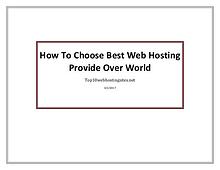 How To Choose Best Web Hosting Provide Over World