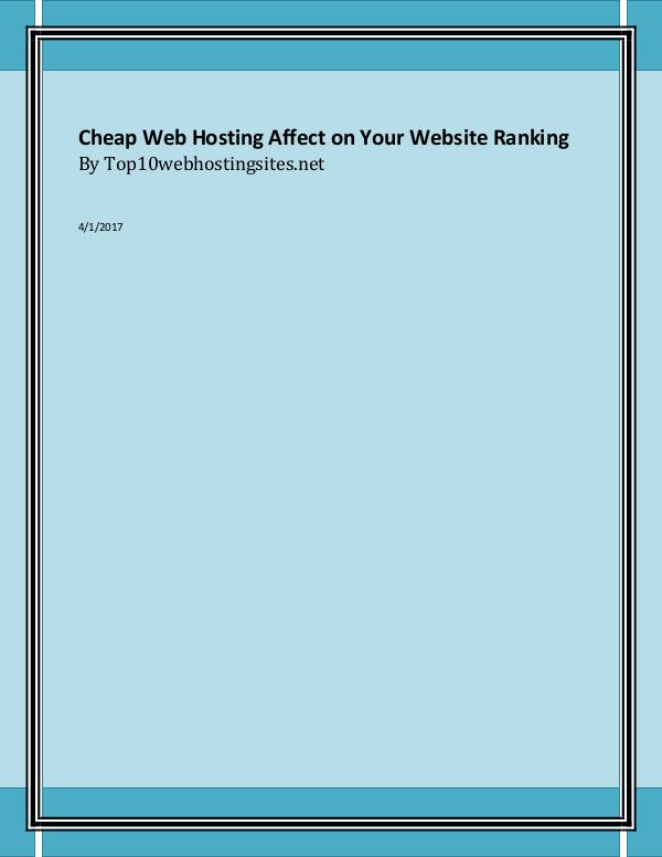 Cheap Web Hosting Affect on Your Website Ranking Cheap Web Hosting Affect on Your Website Ranking