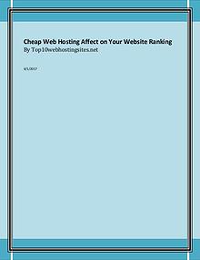 Cheap Web Hosting Affect on Your Website Ranking