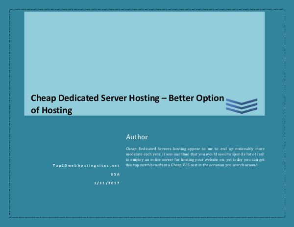 Cheap Dedicated Server Hosting – Better Option of Hosting Cheap Dedicated Server Hosting – Better Option of