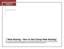 Web Hosting - How to Get Cheap Web Hosting