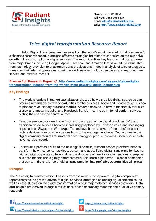 Research Analysis Reports Telco digital transformation