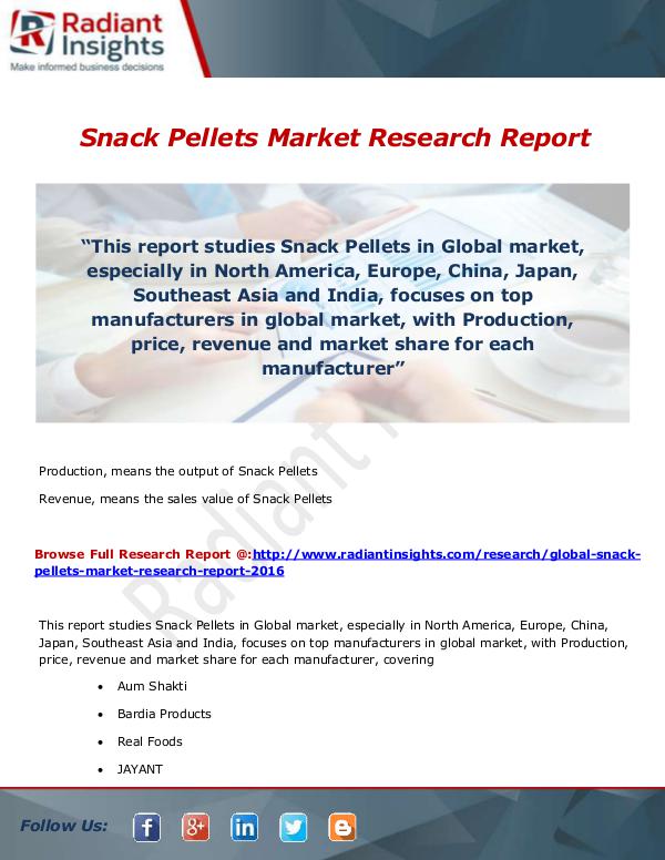 Research Analysis Reports Snack Pellets Market