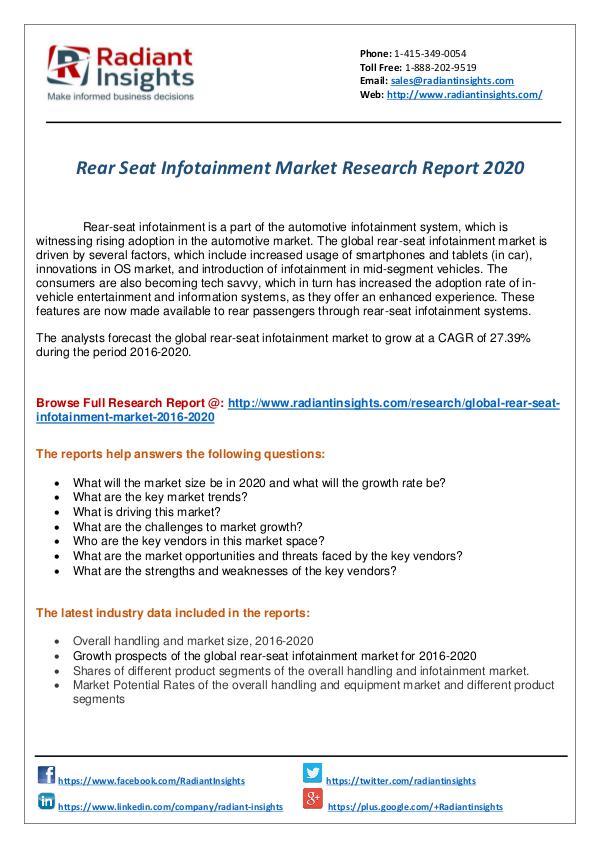 Research Analysis Reports Rear Seat Infotainment Market Research Report 2020