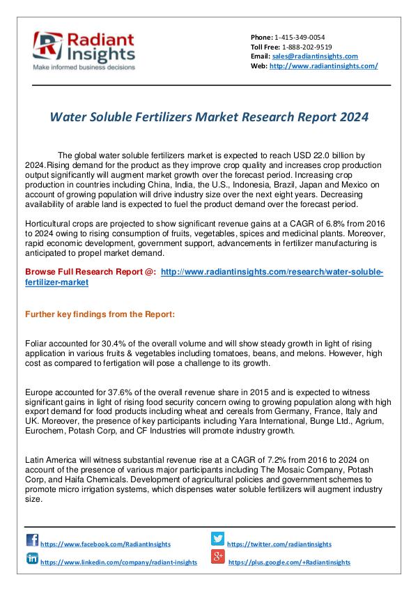 Research Analysis Reports Water Soluble Fertilizers Market Research Report