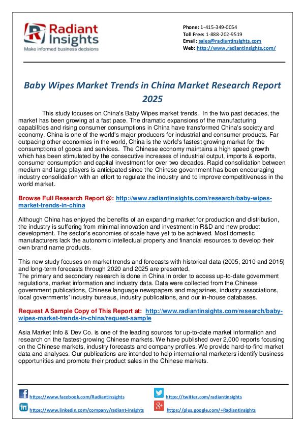 Research Analysis Reports Baby Wipes Market