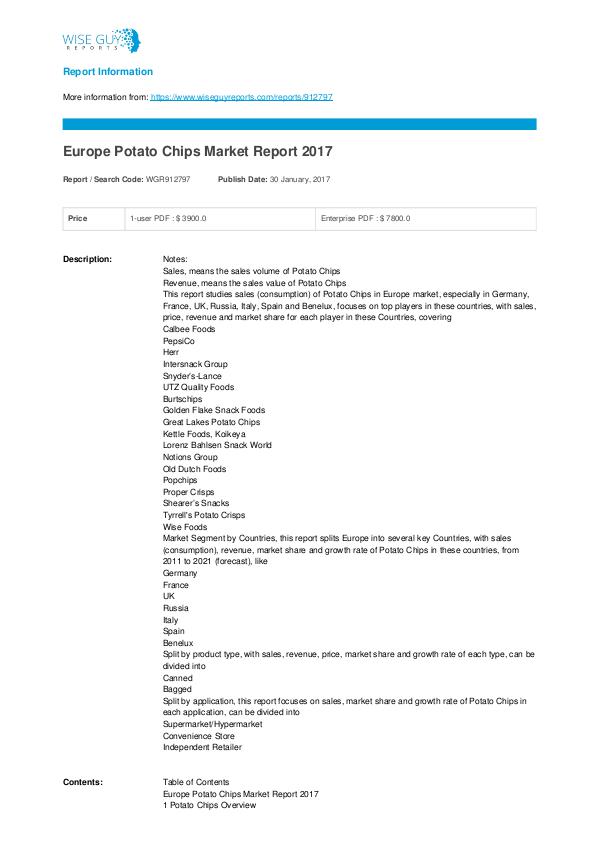 Europe potato chips market report 2017 Europe Potato Chips Market Report 2017