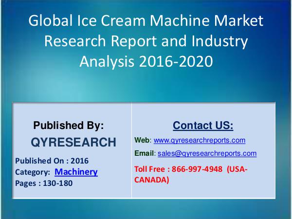 Ice Cream Machine Market 2016 Forecast