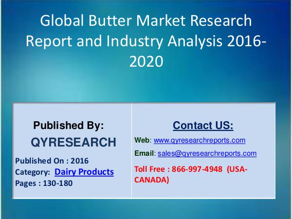 Global Butter Industry Research Report 2016