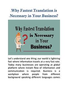 Why Fastest Translation is Necessary in Your Business?