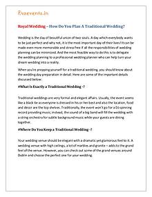 Royal Wedding – How Do You Plan A Traditional Wedding?