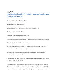FIN 571 Week 1 Connect Problems Solutions (2017 version)