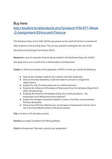 FIN 571 Week 2 Assignment Ethics and Finance