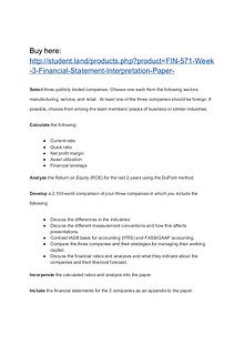 FIN 571 Week 3 Financial Statement Interpretation Paper