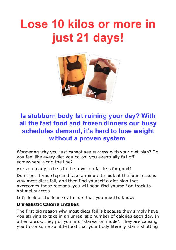Lose the fat Lose 10 kilos or more in just 21 days : Loose the