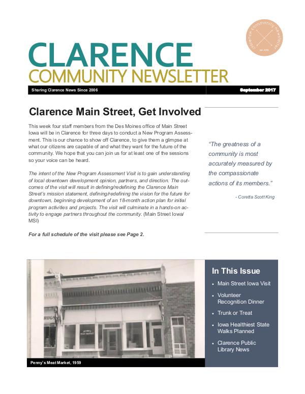 Clarence Cardinal Newlsetter Clarence Community Newsletter--September 2017
