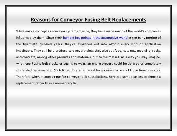 Reasons for Conveyor Fusing Belt Replacements fusing belt