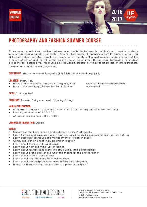 Istituto di Moda Burgo Summer Courses Istituto di Moda Burgo - Fashion Photography