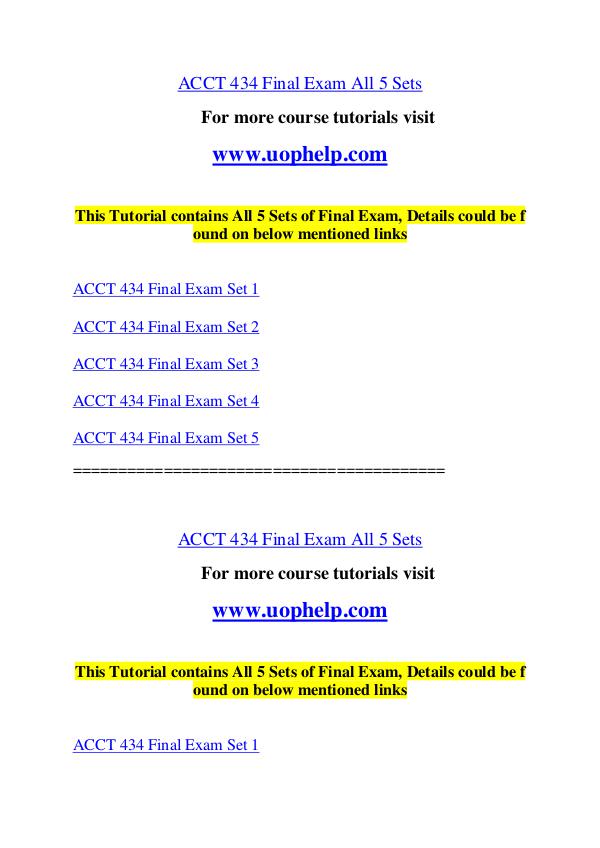 ACCT 434 Endless Education /uophelp.com ACCT 434 Endless Education /uophelp.com