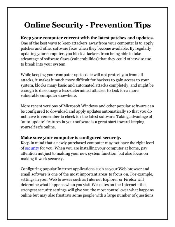 Online Security - Prevention Tips
