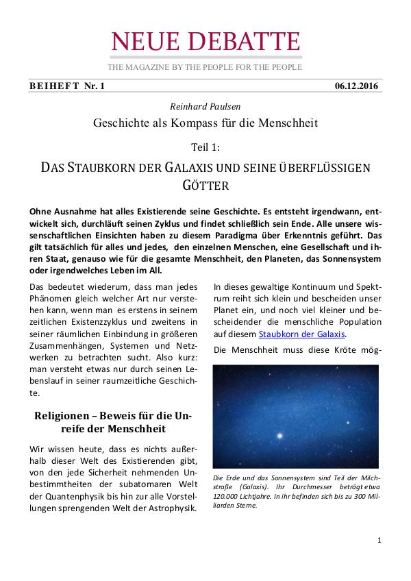Neue Debatte - Beiheft #001 - 04/2017 Das Staubkorn der Galaxis