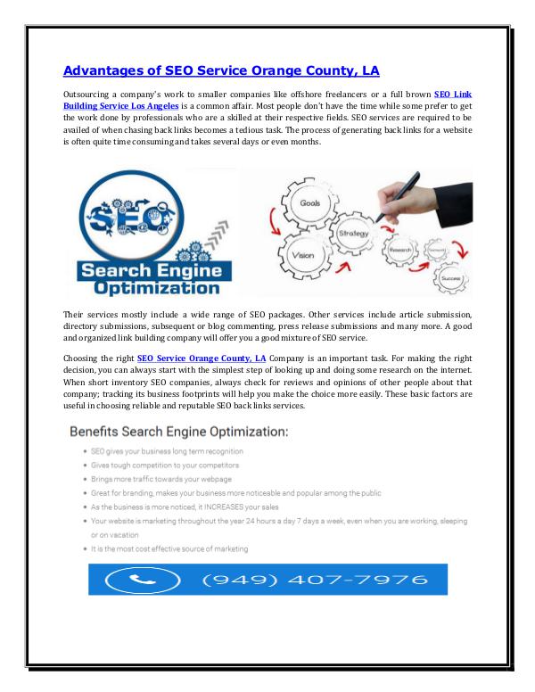 Web Design and SEO Service Advantages of SEO Service Orange County, LA
