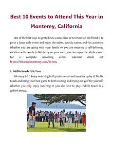 Best 10 Events to Attend This Year in Monterey, California