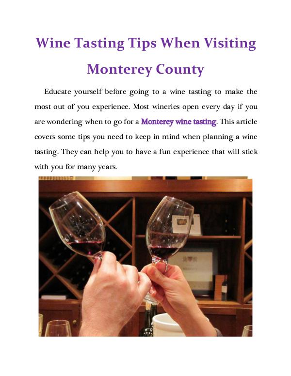 Wine Tasting Tips When Visiting Monterey County Wine Tasting Tips When Visiting Monterey County