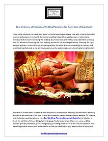 How to Choose a Destination Wedding Planner in the Royal State of Raj
