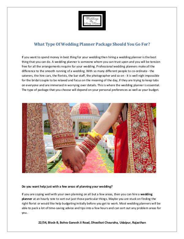 What Type Of Wedding Planner Package Should You Go For? What Type Of Wedding Planner Package Should You Go
