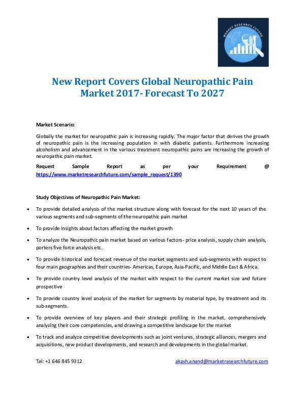 New Report Covers Global Neuropathic Pain Market 2017- Forecast To 20 New Report Covers Global Neuropathic Pain Market 2