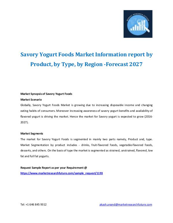 Savory Yogurt Foods Market Information report Savory Yogurt Foods Market Information report