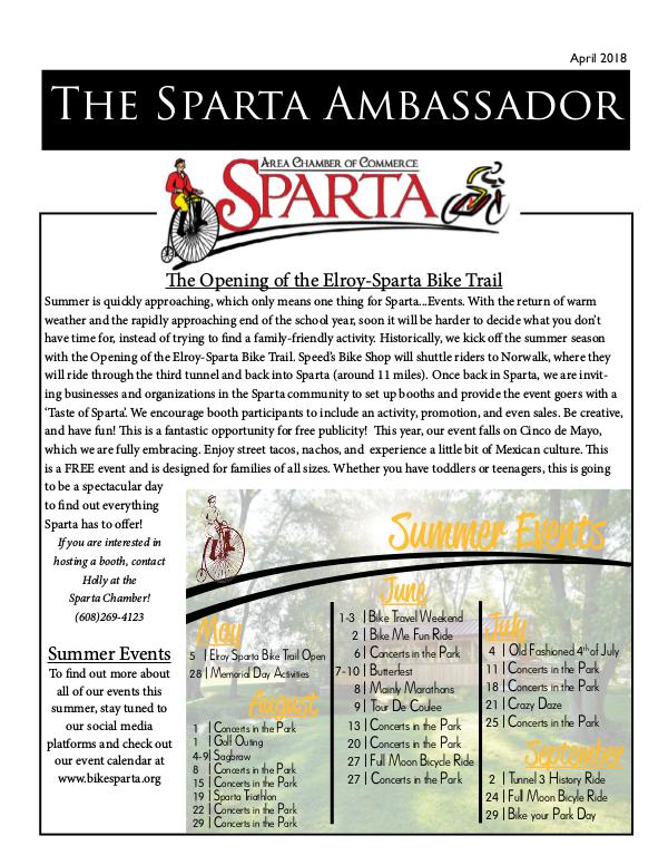 Sparta Area Chamber of Commerce Newsletter April