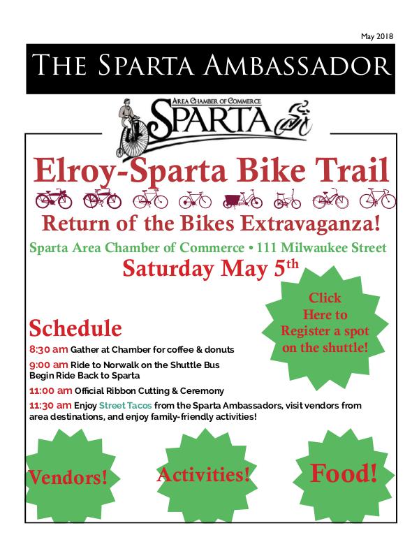 Sparta Area Chamber of Commerce Newsletter May 2018