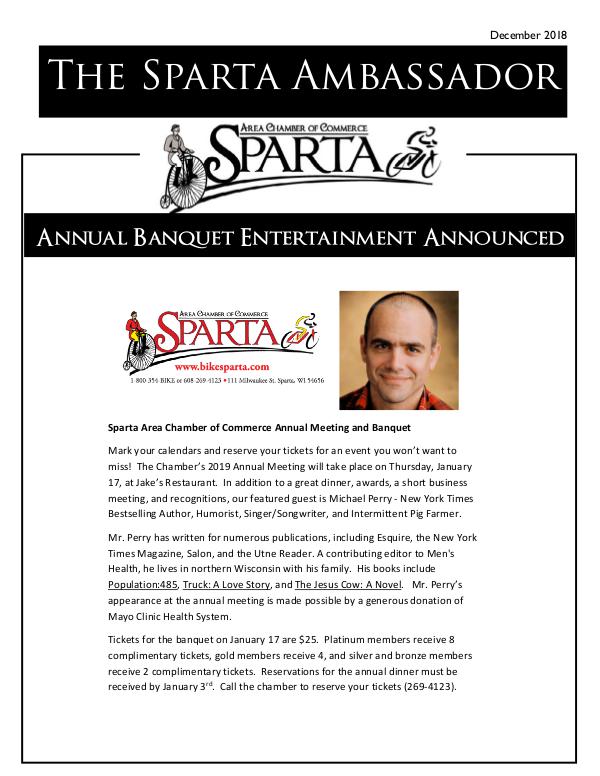 Sparta Area Chamber of Commerce Newsletter December