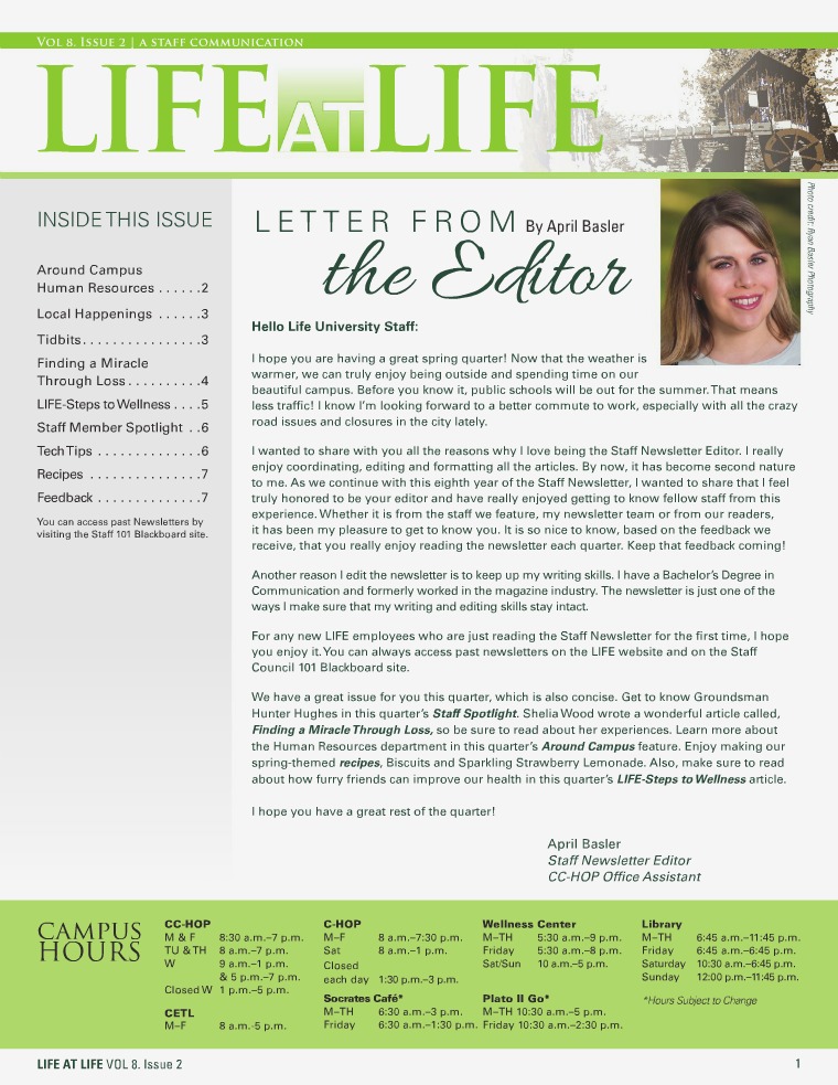 Life University Staff Council Newsletter Volume 8 Issue 2