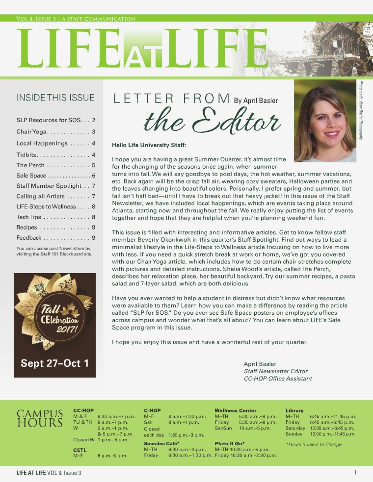 Life University Staff Council Newsletter Volume 8 Issue 3