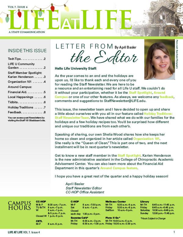 Life University Staff Council Newsletter Volume7Issue4