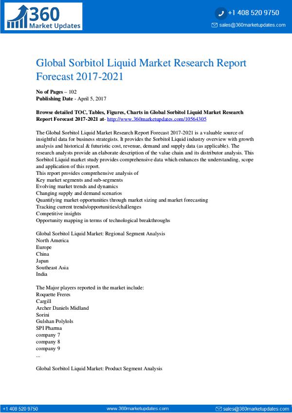Market Research Reports Sorbitol Liquid Market