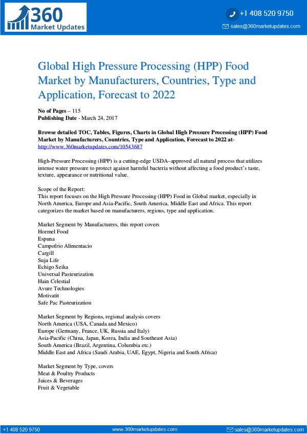 Reports- High Pressure Processing (HPP) Food Market