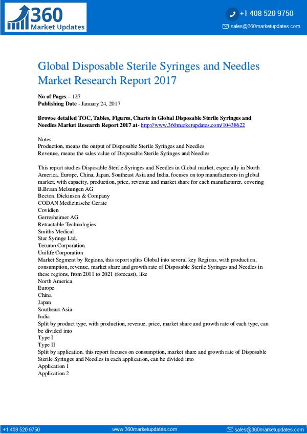 Reports- Disposable Sterile Syringes and Needles Market